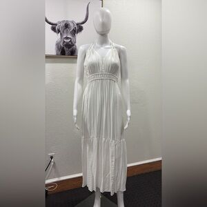 Elegant White Halter Dress